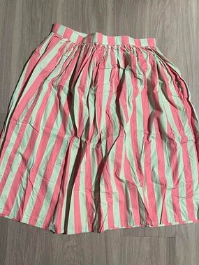 Pink and Mint Vertical-Stripe A-Line Skirt